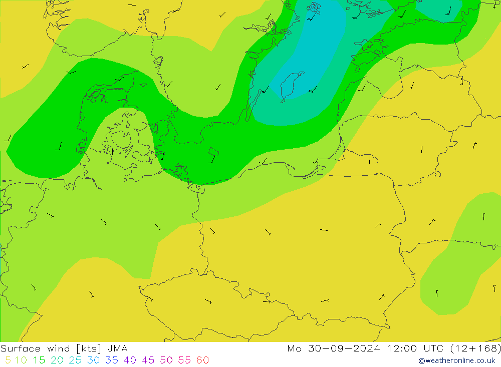 Surface wind JMA Mo 30.09.2024 12 UTC