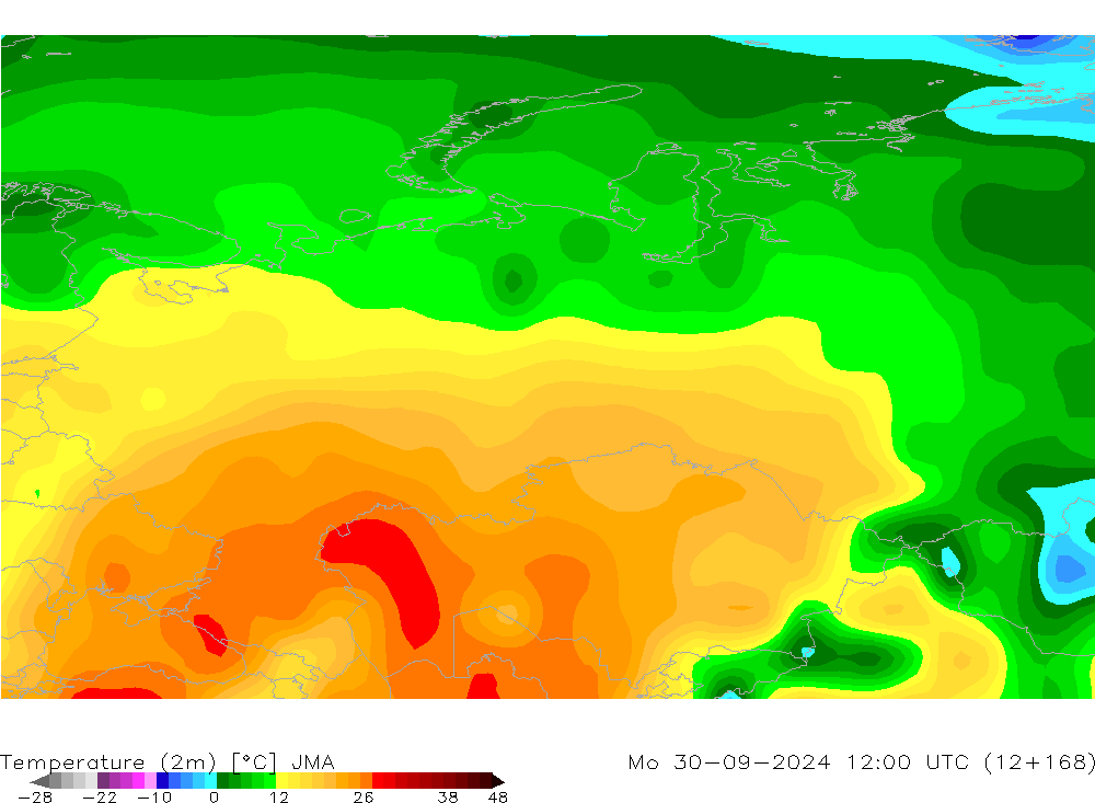 Sıcaklık Haritası (2m) JMA Pzt 30.09.2024 12 UTC