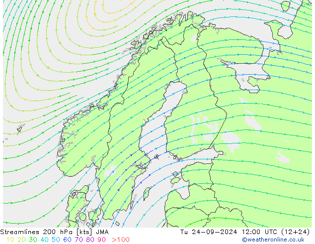 Stromlinien 200 hPa JMA Di 24.09.2024 12 UTC