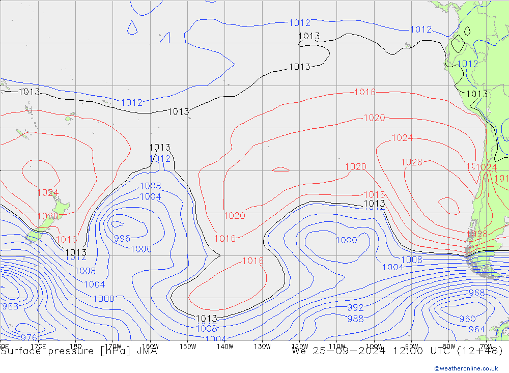 Yer basıncı JMA Çar 25.09.2024 12 UTC