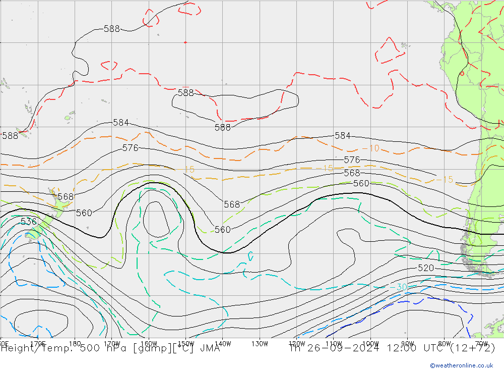 Height/Temp. 500 hPa JMA Th 26.09.2024 12 UTC