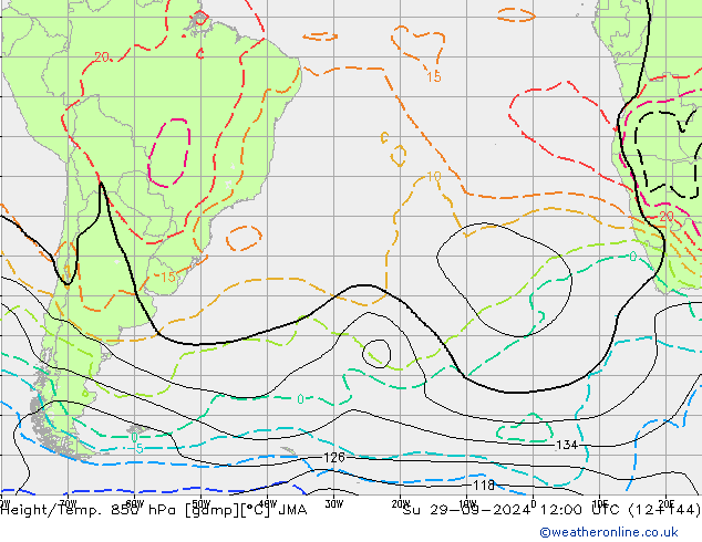 Height/Temp. 850 hPa JMA nie. 29.09.2024 12 UTC