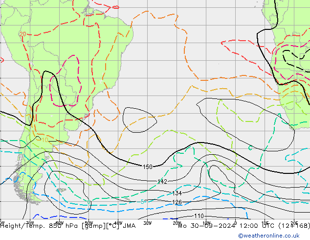 Height/Temp. 850 гПа JMA пн 30.09.2024 12 UTC