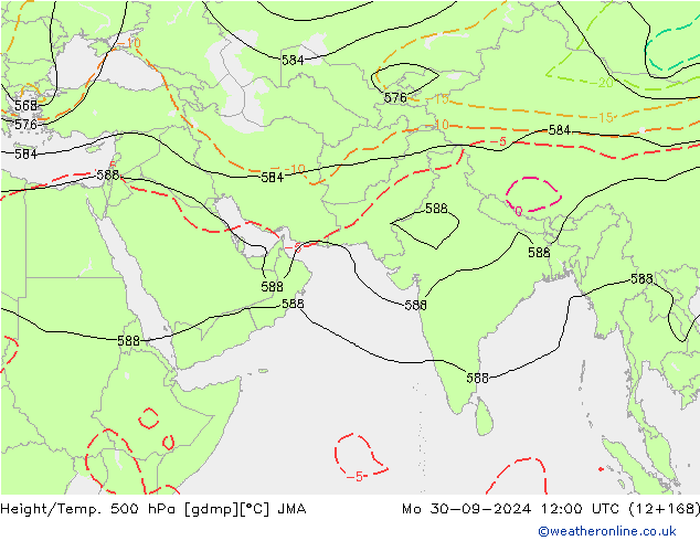 Height/Temp. 500 hPa JMA Mo 30.09.2024 12 UTC