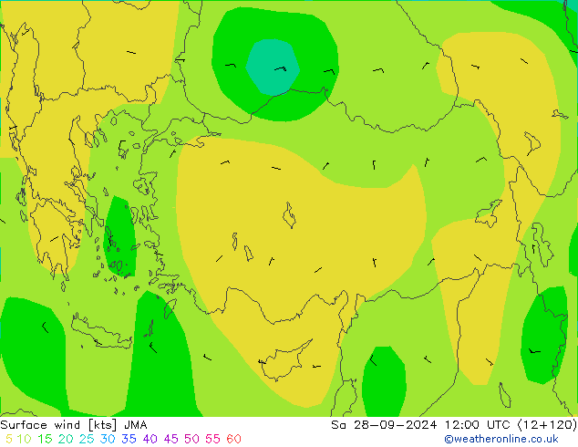 Surface wind JMA Sa 28.09.2024 12 UTC