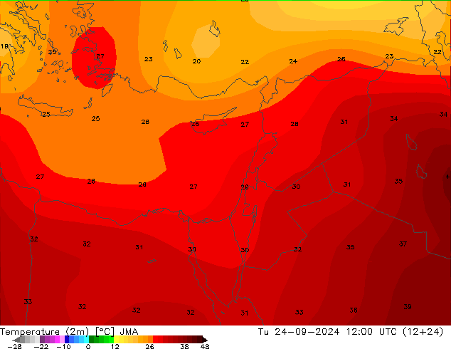 Temperatura (2m) JMA mar 24.09.2024 12 UTC