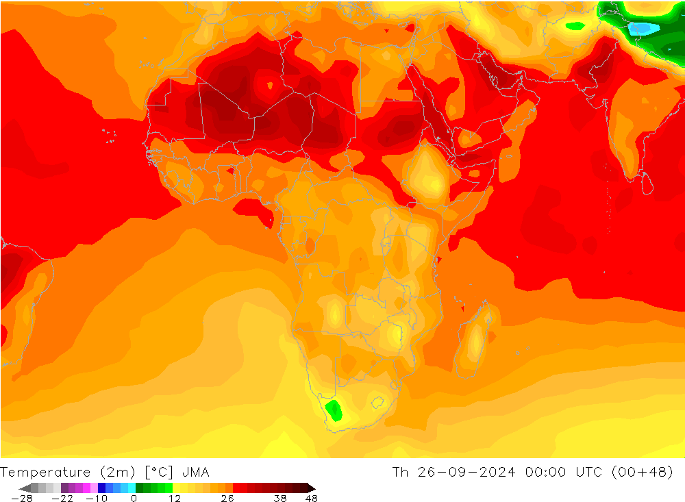 Temperatura (2m) JMA jue 26.09.2024 00 UTC