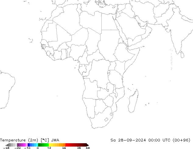 mapa temperatury (2m) JMA so. 28.09.2024 00 UTC