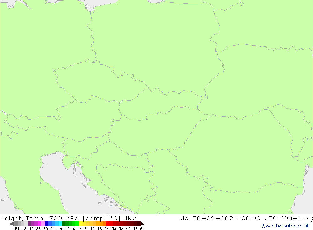 Hoogte/Temp. 700 hPa JMA ma 30.09.2024 00 UTC