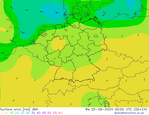 ветер 10 m JMA ср 25.09.2024 00 UTC