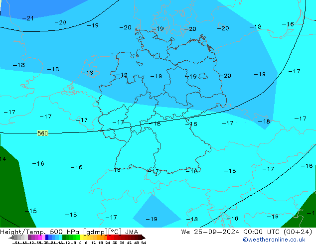 Height/Temp. 500 hPa JMA St 25.09.2024 00 UTC