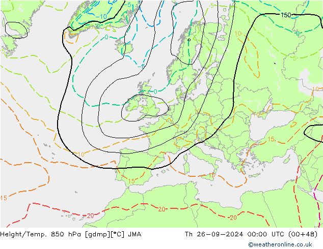 Height/Temp. 850 гПа JMA чт 26.09.2024 00 UTC