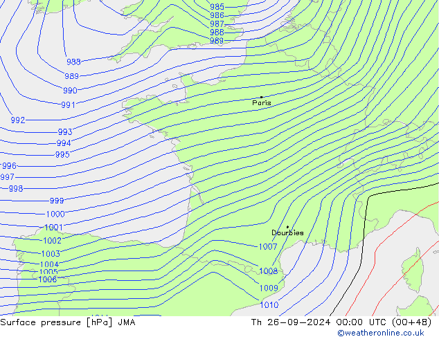 Yer basıncı JMA Per 26.09.2024 00 UTC