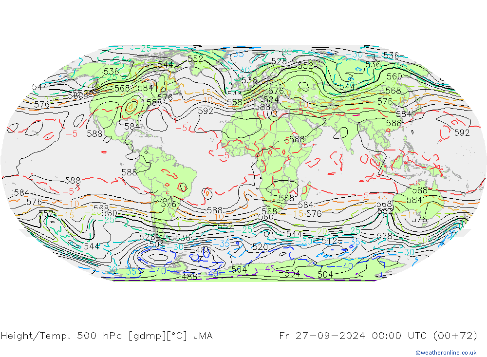 Height/Temp. 500 hPa JMA Fr 27.09.2024 00 UTC