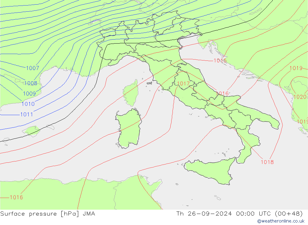 приземное давление JMA чт 26.09.2024 00 UTC