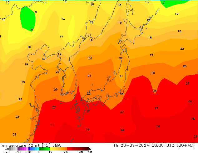 Sıcaklık Haritası (2m) JMA Per 26.09.2024 00 UTC