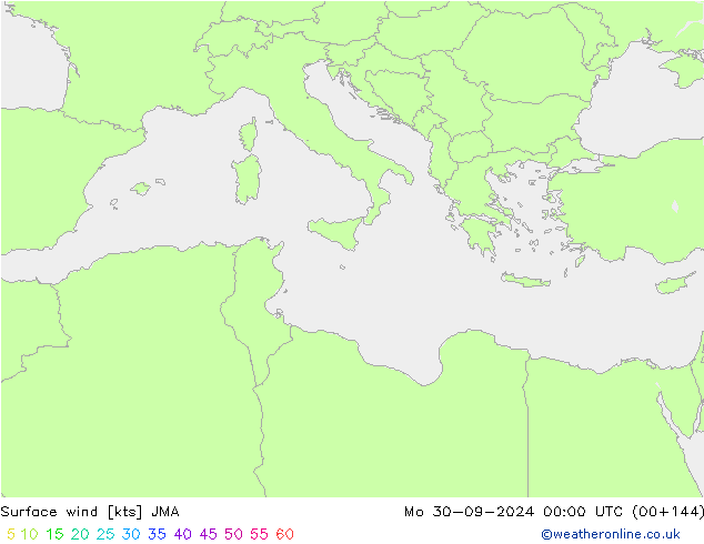 Surface wind JMA Mo 30.09.2024 00 UTC