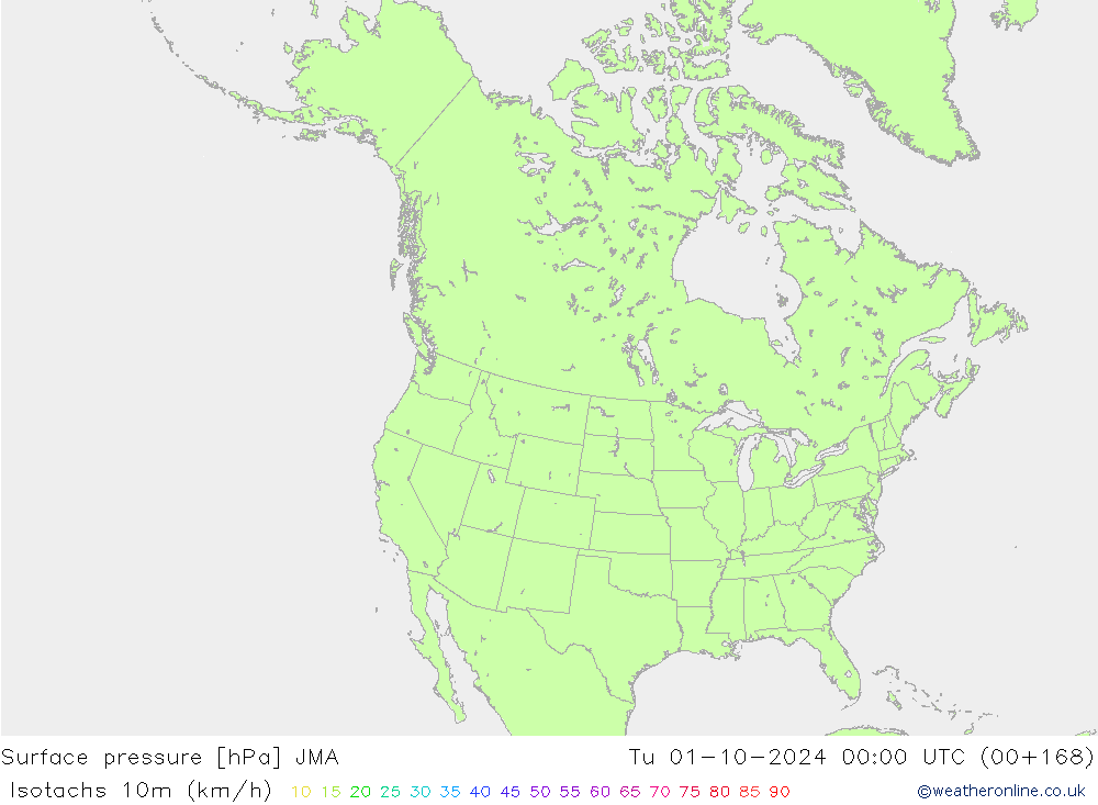 Isotachs (kph) JMA Tu 01.10.2024 00 UTC