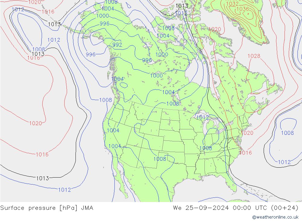 Luchtdruk (Grond) JMA wo 25.09.2024 00 UTC