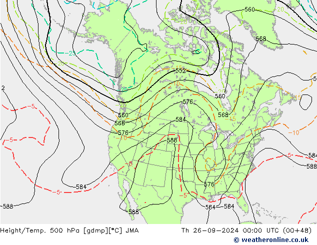 Height/Temp. 500 гПа JMA чт 26.09.2024 00 UTC