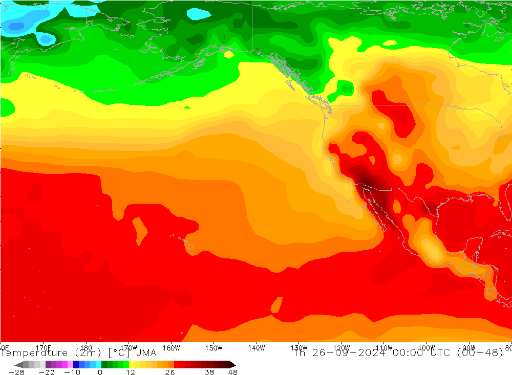 Temperatura (2m) JMA jue 26.09.2024 00 UTC