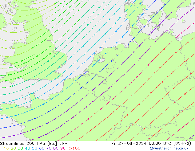 Linha de corrente 200 hPa JMA Sex 27.09.2024 00 UTC