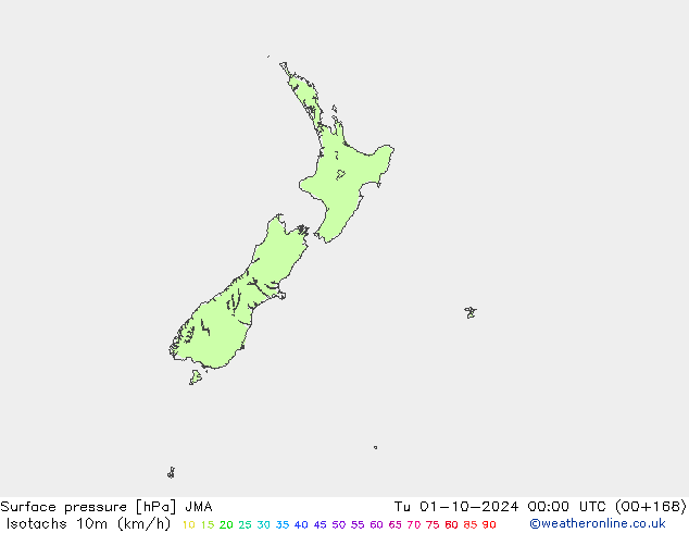 Isotachs (kph) JMA Tu 01.10.2024 00 UTC