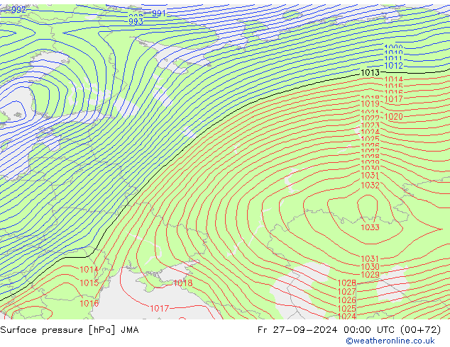 приземное давление JMA пт 27.09.2024 00 UTC