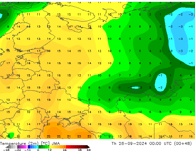 Temperature (2m) JMA Th 26.09.2024 00 UTC