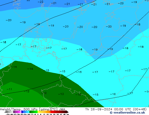 Height/Temp. 500 hPa JMA Th 26.09.2024 00 UTC