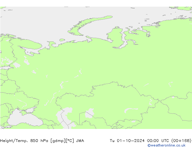 Height/Temp. 850 гПа JMA вт 01.10.2024 00 UTC