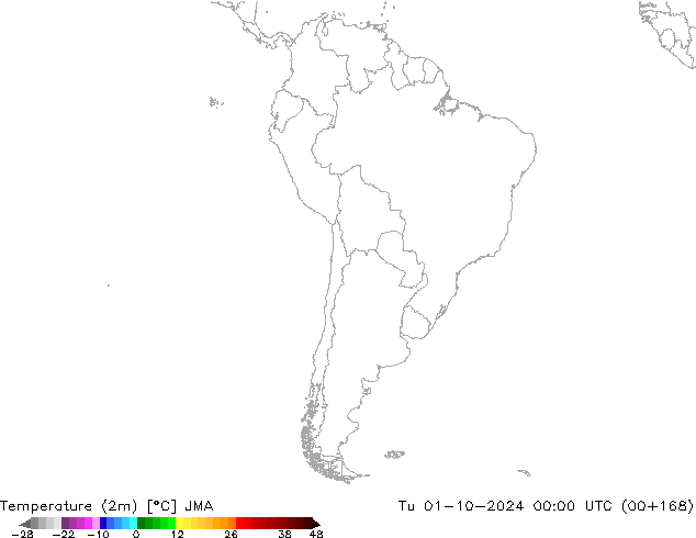 Temperaturkarte (2m) JMA Di 01.10.2024 00 UTC