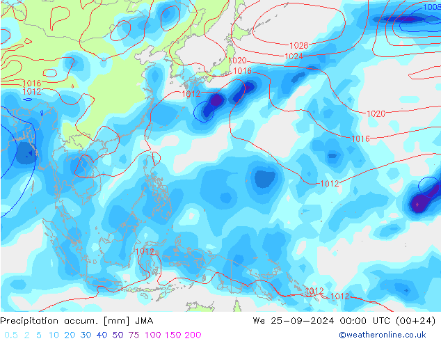 Precipitation accum. JMA We 25.09.2024 00 UTC