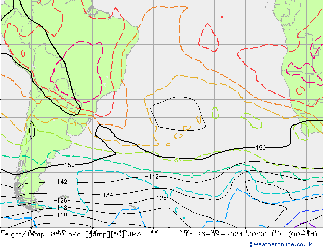 Height/Temp. 850 hPa JMA gio 26.09.2024 00 UTC