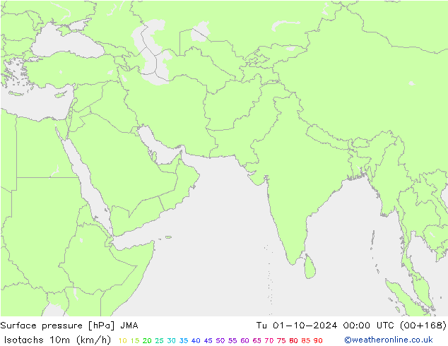 Isotachen (km/h) JMA di 01.10.2024 00 UTC