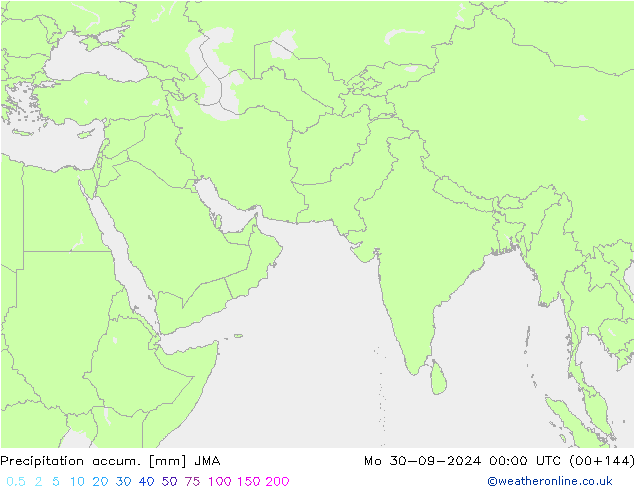 Totale neerslag JMA ma 30.09.2024 00 UTC