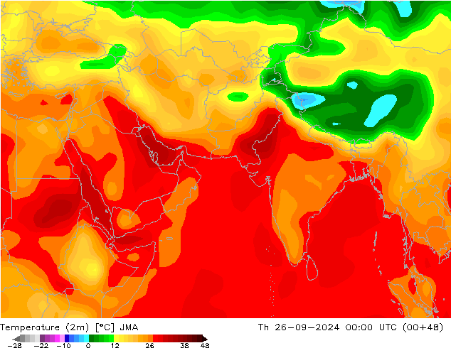 карта температуры JMA чт 26.09.2024 00 UTC