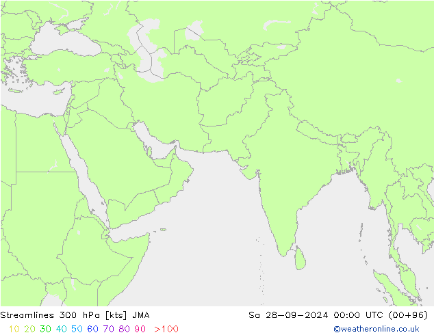 Linea di flusso 300 hPa JMA sab 28.09.2024 00 UTC