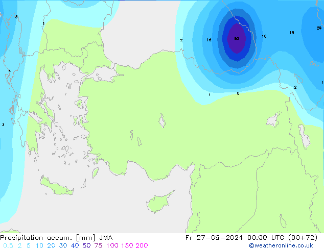 Precipitation accum. JMA ven 27.09.2024 00 UTC