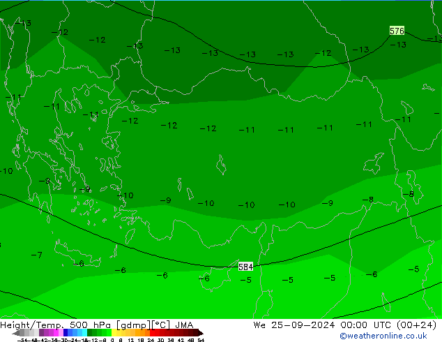 Height/Temp. 500 гПа JMA ср 25.09.2024 00 UTC