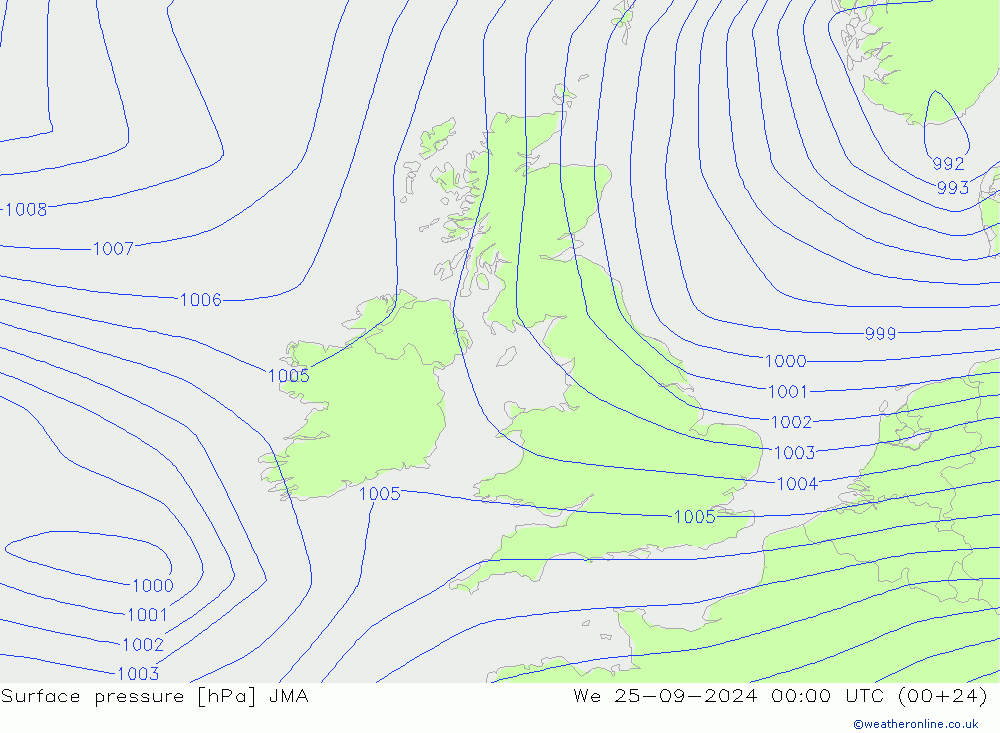 ciśnienie JMA śro. 25.09.2024 00 UTC