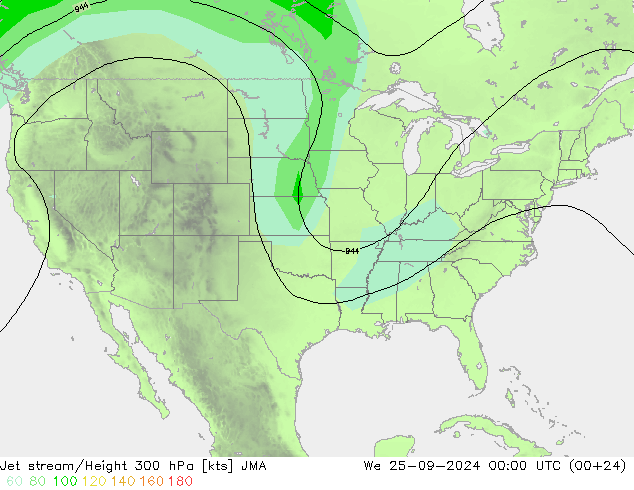 Jet stream/Height 300 hPa JMA We 25.09.2024 00 UTC