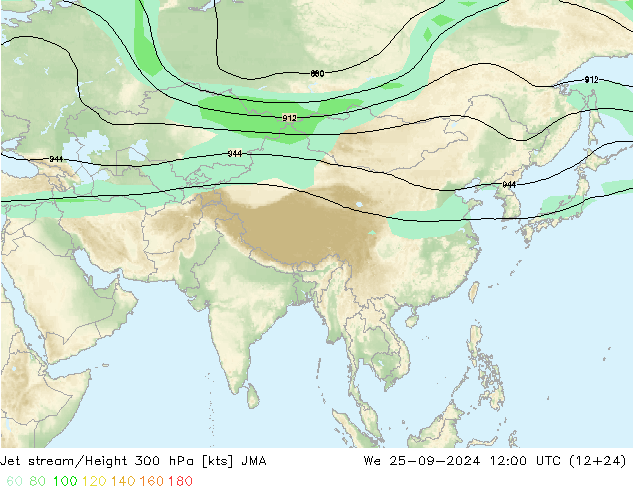 Corriente en chorro JMA mié 25.09.2024 12 UTC