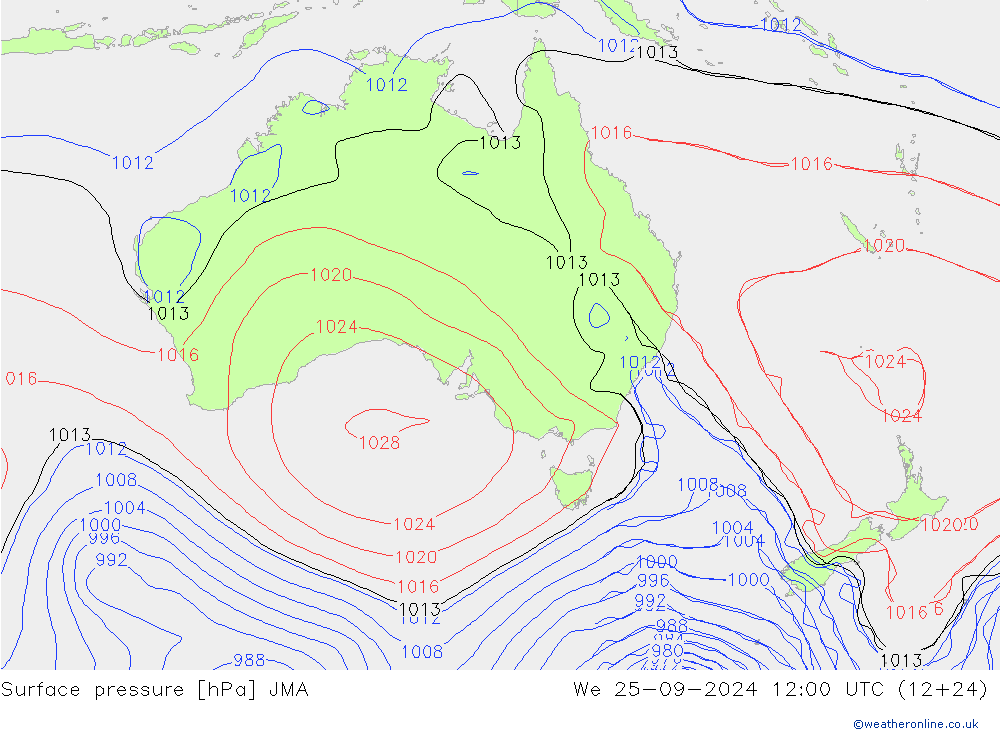 Surface pressure JMA We 25.09.2024 12 UTC