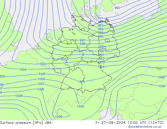 ciśnienie JMA pt. 27.09.2024 12 UTC