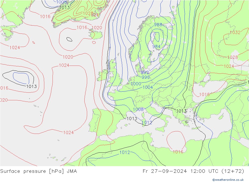 pression de l'air JMA ven 27.09.2024 12 UTC