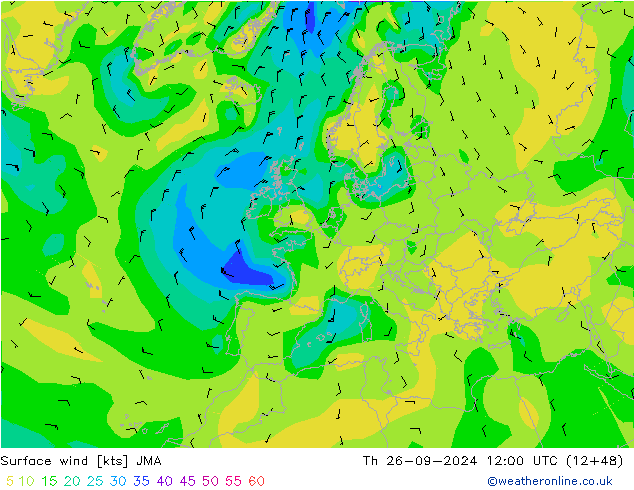 Surface wind JMA Th 26.09.2024 12 UTC