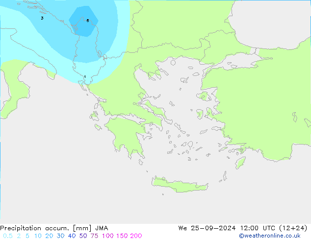 Precipitation accum. JMA We 25.09.2024 12 UTC