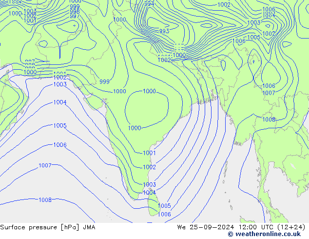 ciśnienie JMA śro. 25.09.2024 12 UTC