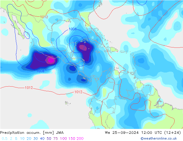 Toplam Yağış JMA Çar 25.09.2024 12 UTC